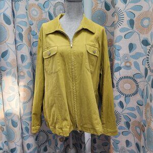 Jones New York Signature Chartreuse Zip up Jacket